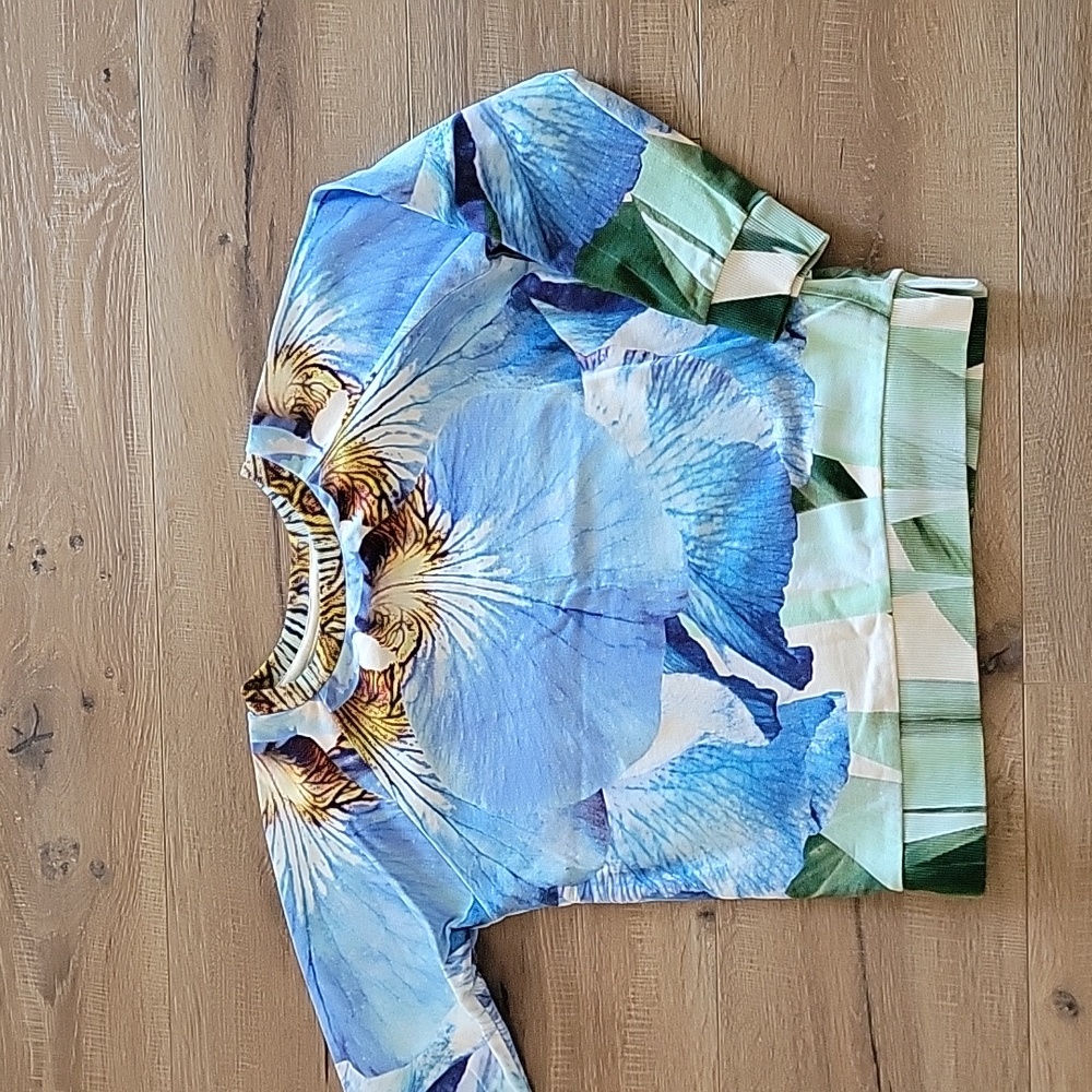 Molo Blue Floral Sweatshirt with Green Accents